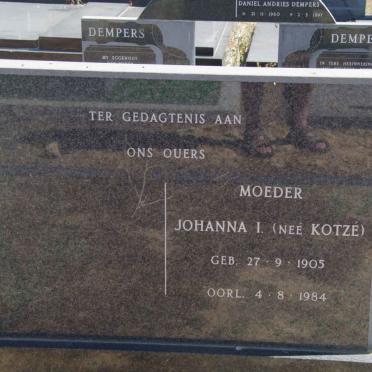 ? Johanna I. nee KOTZE 1905-1984