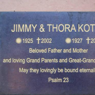 KOTZE Jimmy 1925-2002 &amp; Thora 1927-2009