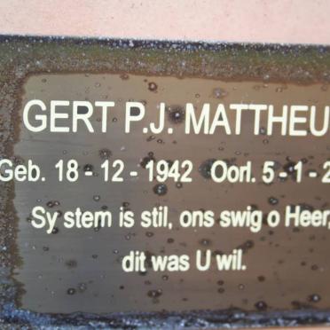 MATTHEUS Gert P.J. 1942-2002