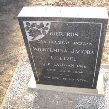 COETZEE Wilhelmina Jacoba nee LATEGAN 1868-1934