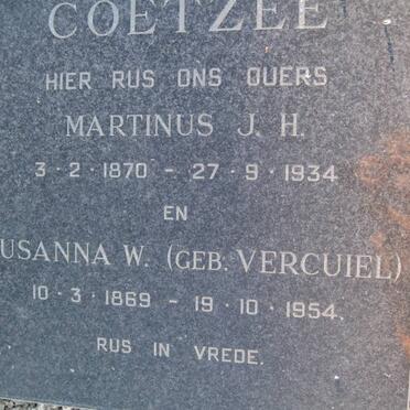 COETZEE Martinus J. H. 1870-1934 :: COETZEE Martinus J.H. 1870-1934 &amp; Susanna W. VERCUIEL 1869-1954