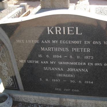 KRIEL Marthinus Pieter 1894-1973 &amp; Susanna Johanna BURGER 1897-1984