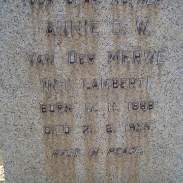 MERWE Annie C.W., van der nee LAMBERT 1888-1955