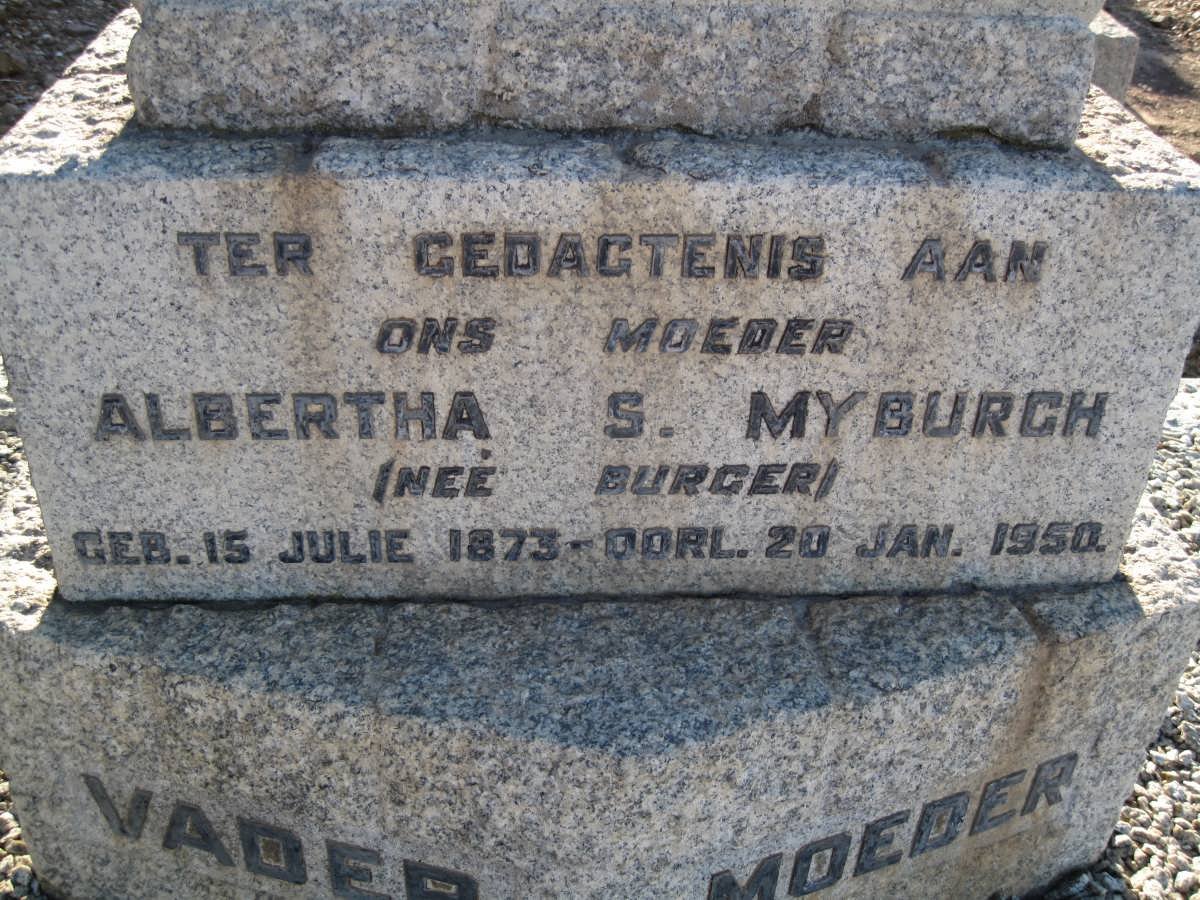 MYBURGH Albertha S. nee BURGER 1873-1950