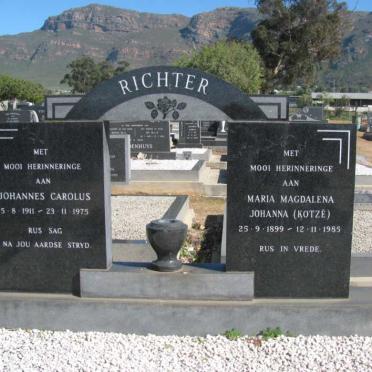 RICHTER Johannes Carolus 1911-1975 &amp; Maria Magdalena Johanna KOTZÉ 1899-1985