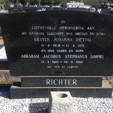 RICHTER Abraham Jacobus Stephanus 1905-1980 &amp; Hester Johanna 1909-1974