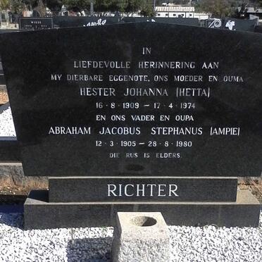 RICHTER Abraham Jacobus Stephanus 1905-1980 &amp; Hester Johanna 1909-1974