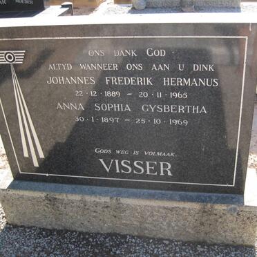 VISSER Johannes Frederik Hermanus 1889-1965 &amp; Anna Sophia Gysbertha 1897-1969
