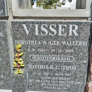 VISSER Matthys H.C. 1934-2019 &amp; Dorothea W. WALTERS 1943-2009