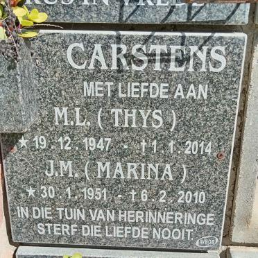 CARSTENS M.L. 1947-2014 &amp; J.M. 1951-2010