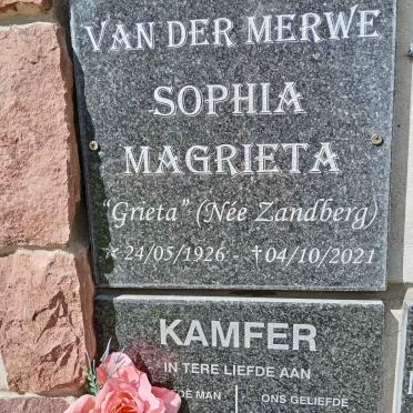 MERWE Sophia Magrieta, van der nee ZANDBERG 1926-2021