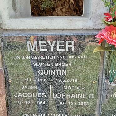 MEYER Jaques 1964- &amp; Lorraine B. 1963- :: MEYER Quintin 1992-2019
