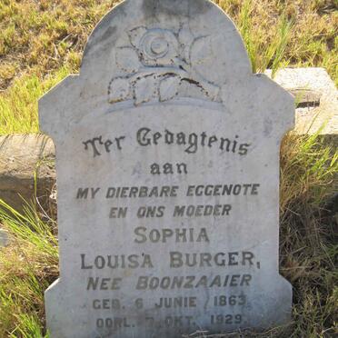 BURGER Sophia Louisa nee BOONZAAIER 1863-1929