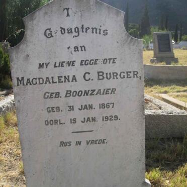 BURGER Magdalena C. nee BOONZAIER 1867-1929
