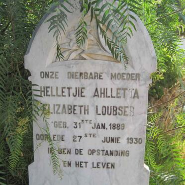 LOUBSER Helletjie Ahletta  Elizabeth 1889-1930