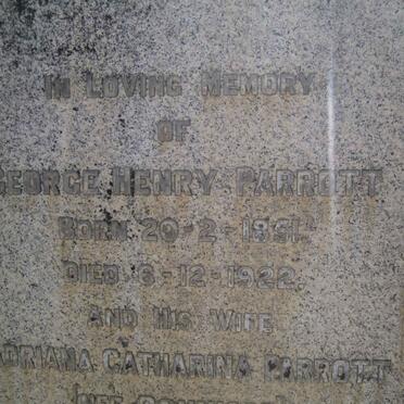 PARROTT George Henry 1851-1922 &amp; Adriana Catharina DOMMISSE 1847-1930