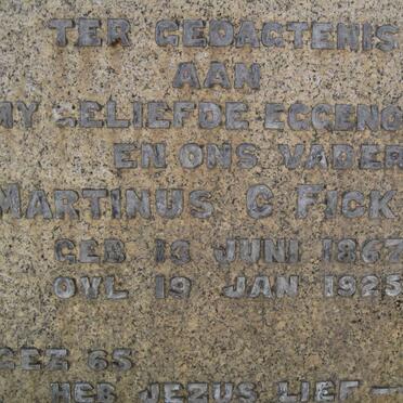 FICK Martinus C. 1867-1925 &amp; Johanna Maria Cornelia KELLERMAN 1872-1951