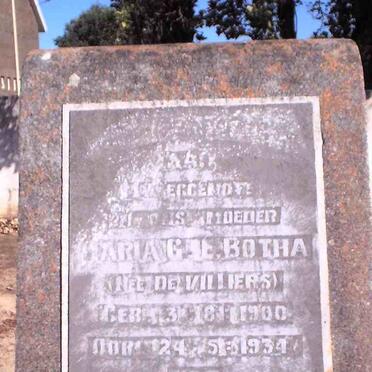 BOTHA Maria G.E. nee DE VILLIERS 1900-1934