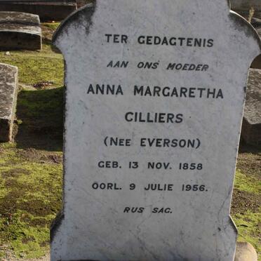 CILLIERS Anna Margaretha nee EVERSON 1858-1956