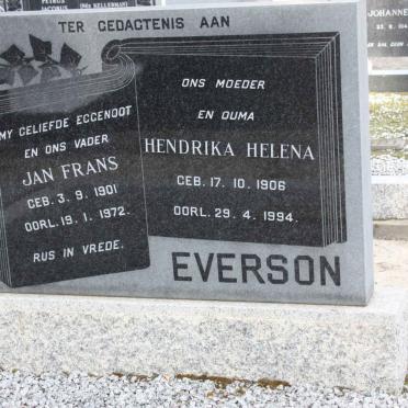 EVERSON Jan Frans 1901-1972 &amp; Hendrika Helena 1906-1994