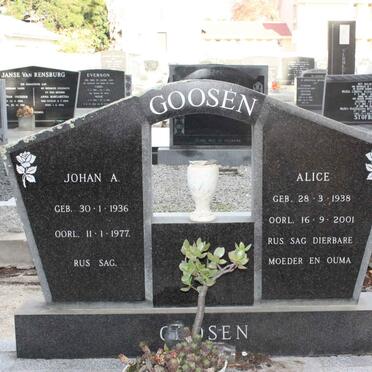 GOOSEN Johan A. 1936-1977 &amp; Alice 1938-2001
