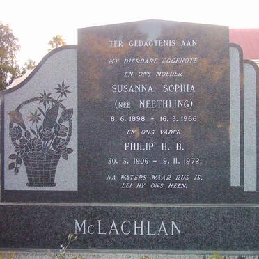 McLACHLAN Philip H.B. 1906-1972 &amp; Susanna Sophia NEETHLING 1898-1966