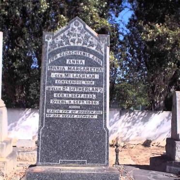 SUTHERLAND Anna Maria Magaretha nee McLACHLAN 1833-1920