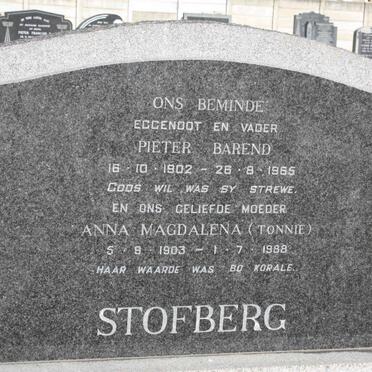 STOFBERG Pieter Barend 1902-1965 &amp; Anna Magdalena 1903-1988