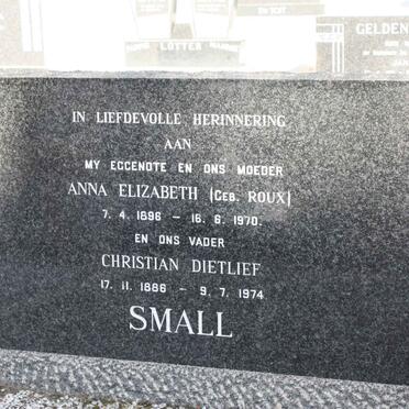 SMALL Christian Dietlief 1886-1974 &amp; Anna Elizabeth ROUX 1896-1970