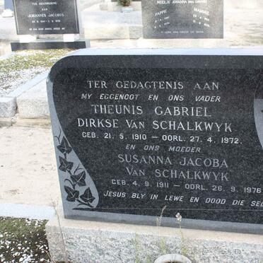 SCHALKWYK Theunis Gabriel Dirkse, van 1910-1972 &amp; Susanna Jacoba 1911-1976 