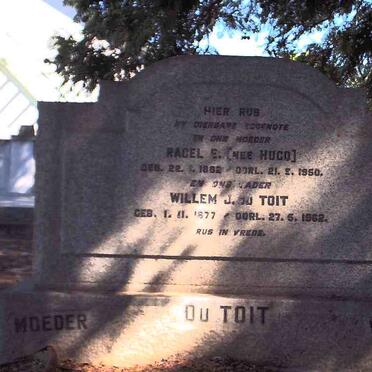 TOIT Willem J., du 1877-1962 &amp; Ragel E. HUGO 1882-1950