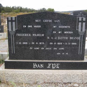 ZYL Frederick Wilhelm, van 1909-1973 &amp; H.A.J. BRAND 1905-1969