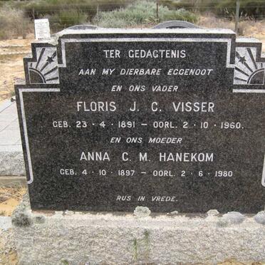 VISSER Floris J.C 1891-1960 &amp; Anna C.M HANEKOM 1897-1980