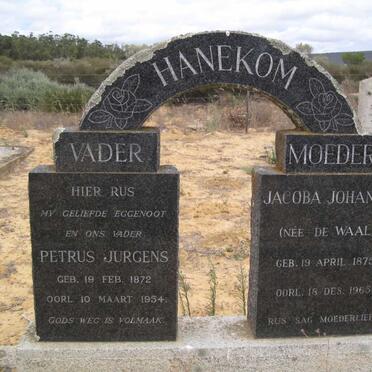 HANEKOM Petrus Jurgens 1872-1954 &amp; Jacoba Johanna DE WAAL 1875-1965