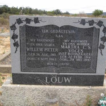 LOUW Willem Pieter 1911-1965 &amp; Martha C.S Voges BOONZAAIER 1916-1992