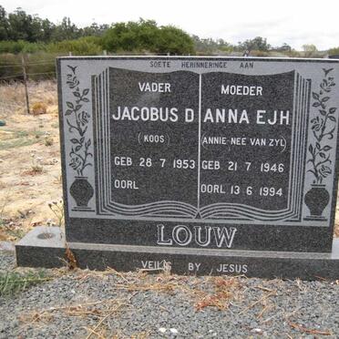 LOUW Jacobus D. 1953- &amp; Anna E.J.H. VAN ZYL 1946-1994