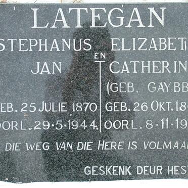 LATEGAN Stephanus Jan 1870-1944 &amp; Elizabeth Catherina GAYBBA 1867-1935 