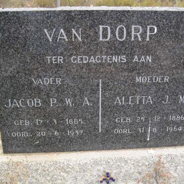 DORP Jacob P.W.A., van 1885-1937 &amp; Aletta J.M. 1886-1964 :: MASURET Bennie 1920-2008 &amp; Bessie VAN DORP 1923-2002