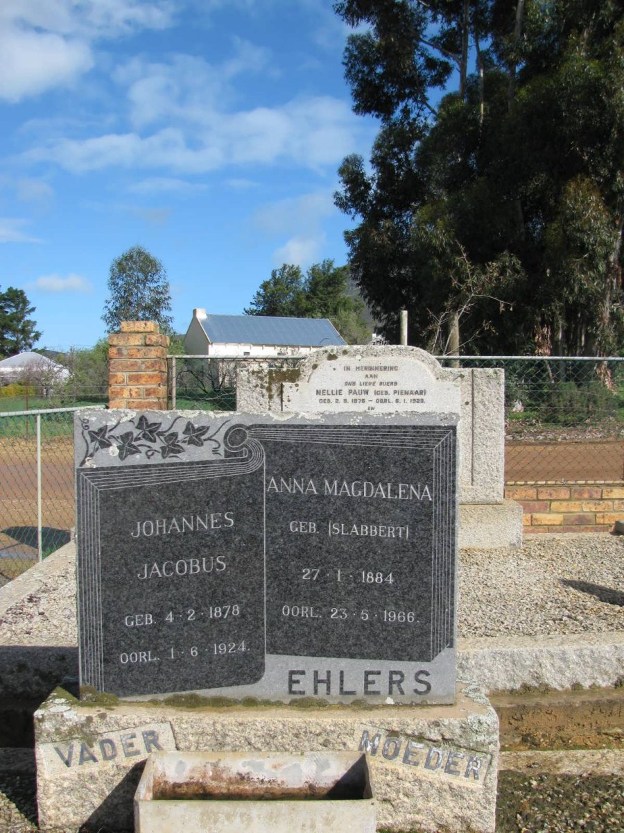 EHLERS Johannes Jacobus 1878-1924 &amp; Anna Magdalena SLABBERT 1884-1966