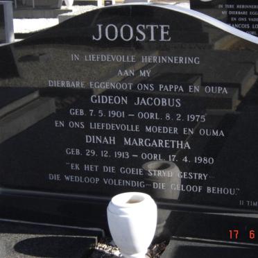JOOSTE Gideon Jacobus 1901-1975 &amp; Dinah Margaretha 1913-1980
