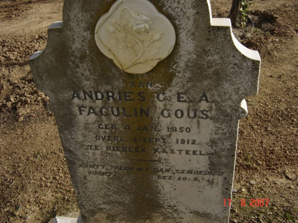 GOUS Andries C.E.A. Faculin 1850-1912