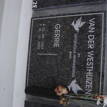 WESTHUIZEN Gerrie, van der 1927-2002