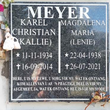 MEYER Karel Christian 1934-2014 &amp; Magdalena Maria 1938-2021