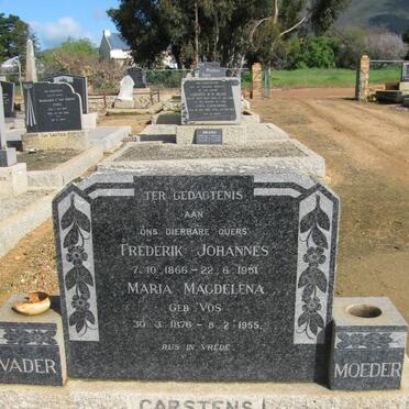 CARSTENS Frederik Johannes 1866-1951 &amp; Maria Magdalena VOS 1876- 1955