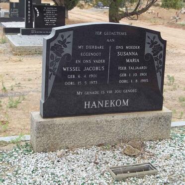 HANEKOM Wessel Jacobus 1901-1973 &amp; Susanna Maria TALJAARD 1901-1985