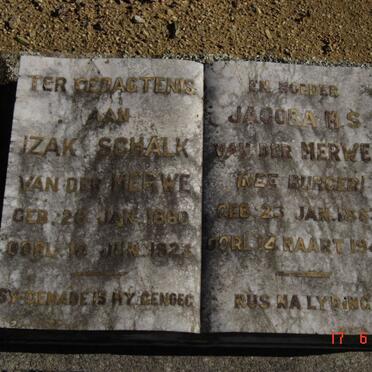 MERWE Izak Schalk, van der 1860-1923 &amp; Jacoba M.S. BURGER 1863-1947
