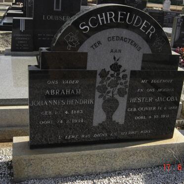 SCHREUDER Abraham Johannes Hendrik 1883-1974 &amp; Hester Jacoba OLIVIER 1888-1971