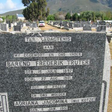 TRUTER Barend Frederik 1897-1951 &amp; Adriana Jacomina KOTZE 1901-1955