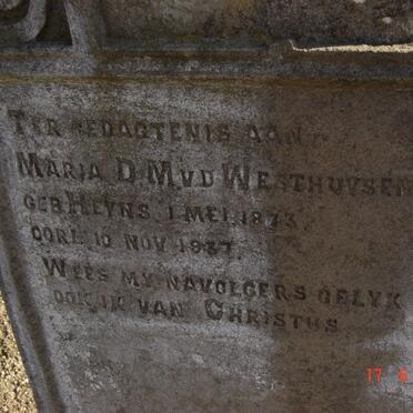 WESTHUIZEN Maria D.M., v.d. nee HEYNS 1873-1937
