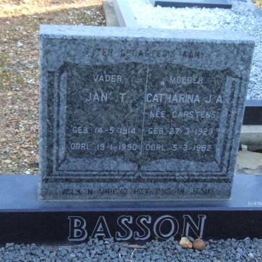 BASSON Jan T. 1914-1990 &amp; Catharina J.A. CARSTENS 1923-1992